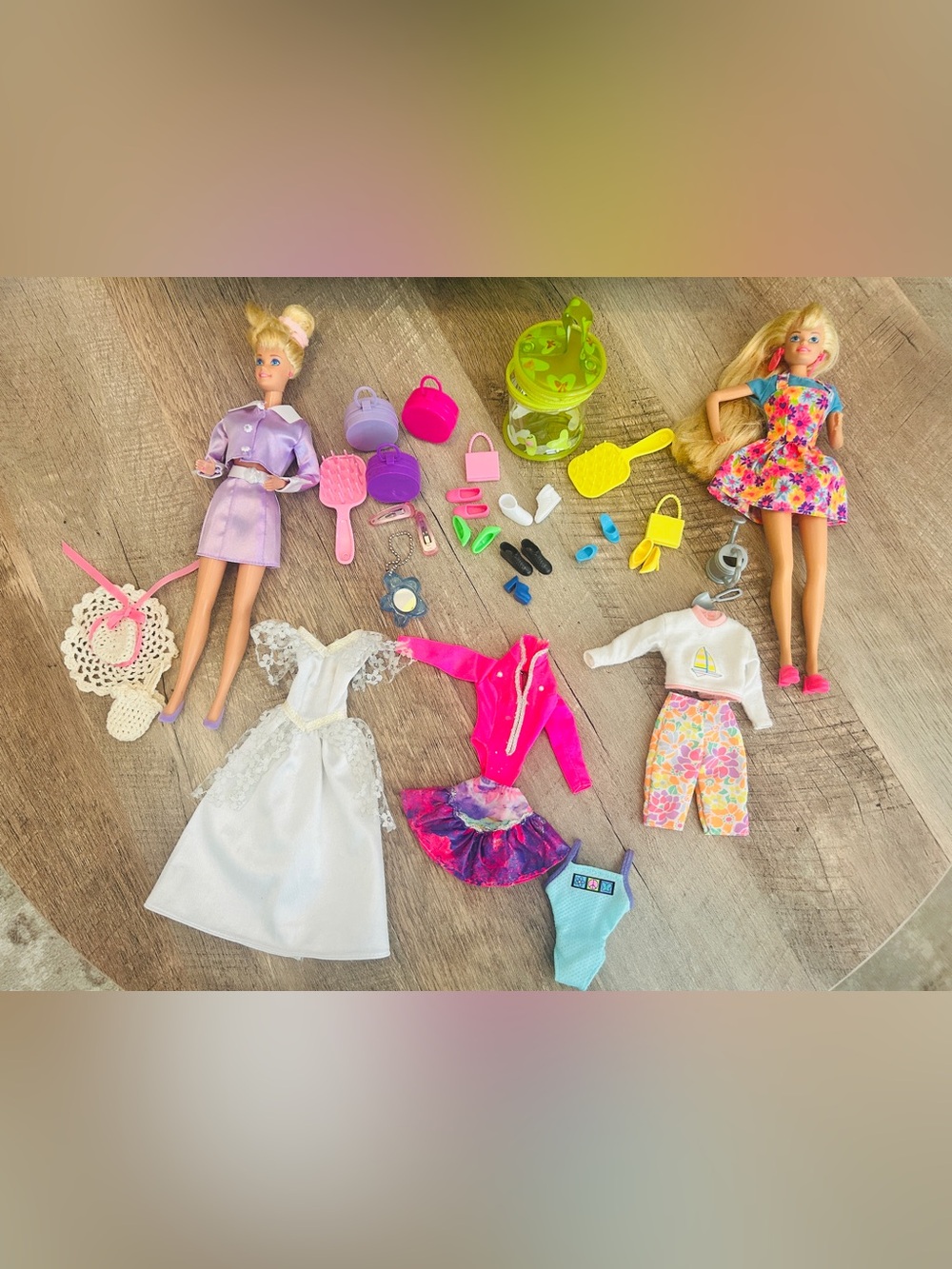 BARBIE doll lot!  2 dolls, clothing and accessories.  USED